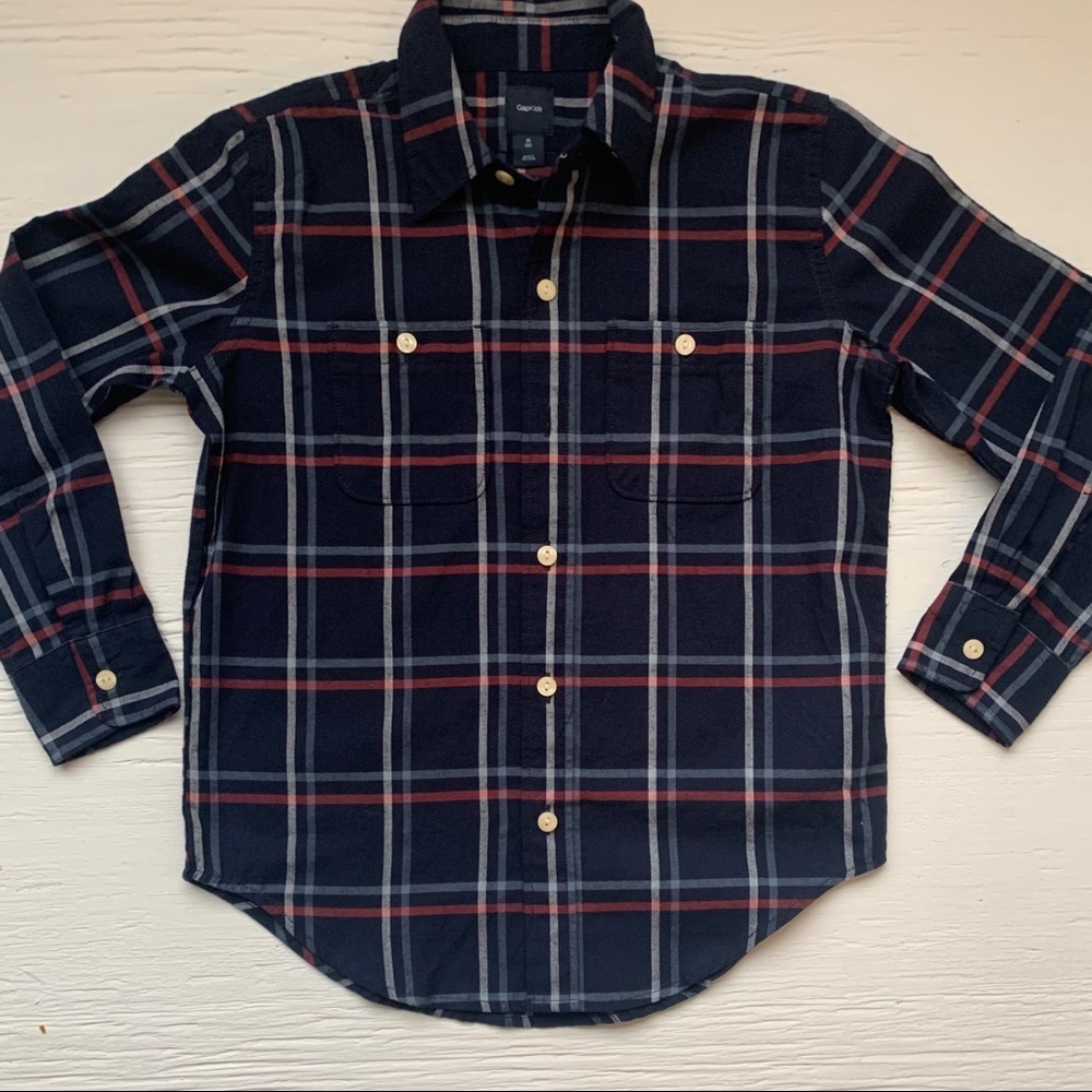 Gap plaid flannel button down shirt size 8